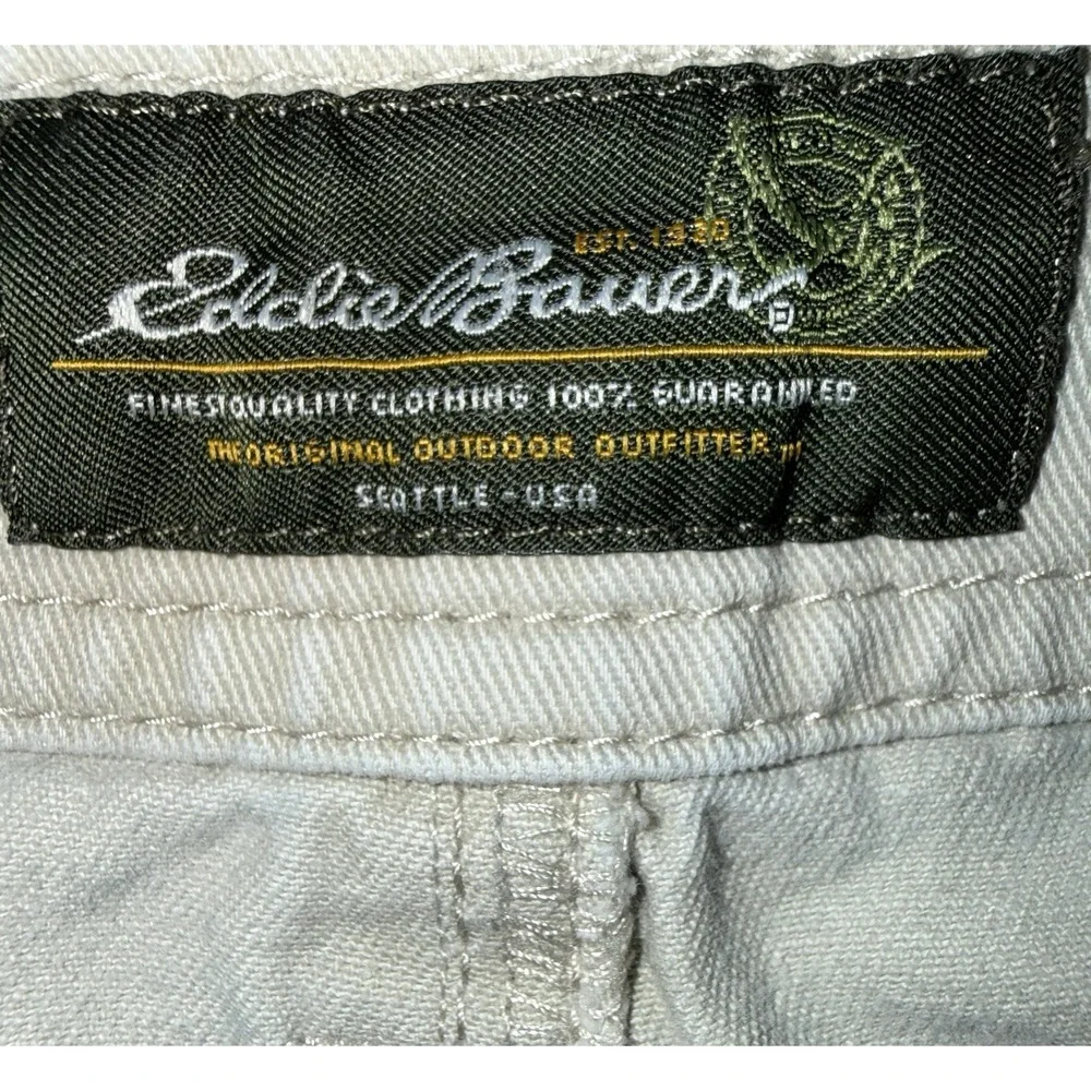 Eddie Bauer Men's Cargo Shorts Size 33 Beige Khaki 100% Cotton Canvas Outdoor